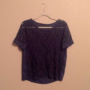 Navy Blue Lace Top